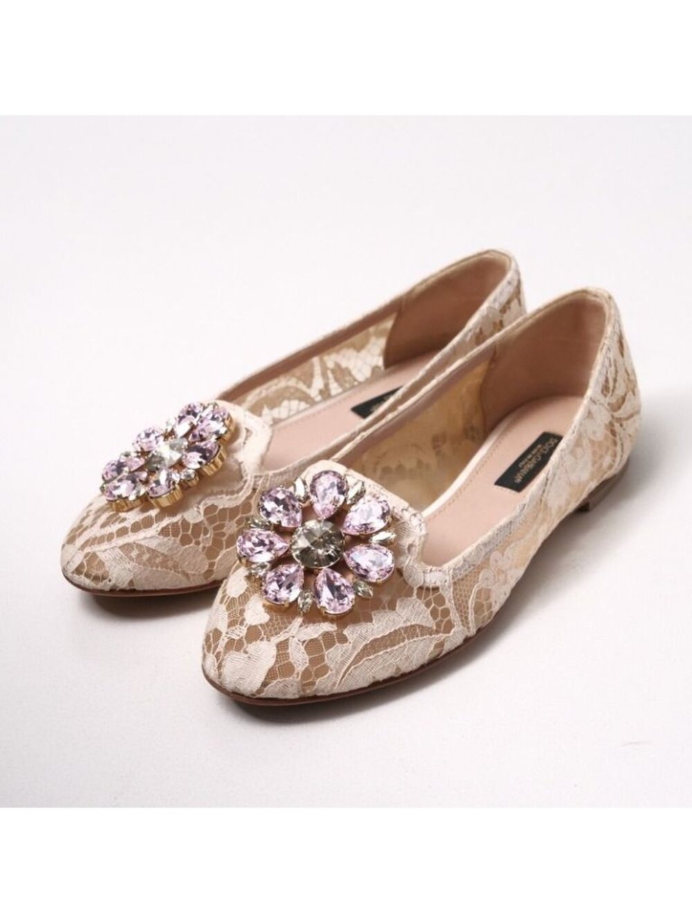 Dolce & Gabbana Pumps Bijou Flower Flat Shoes DG 35